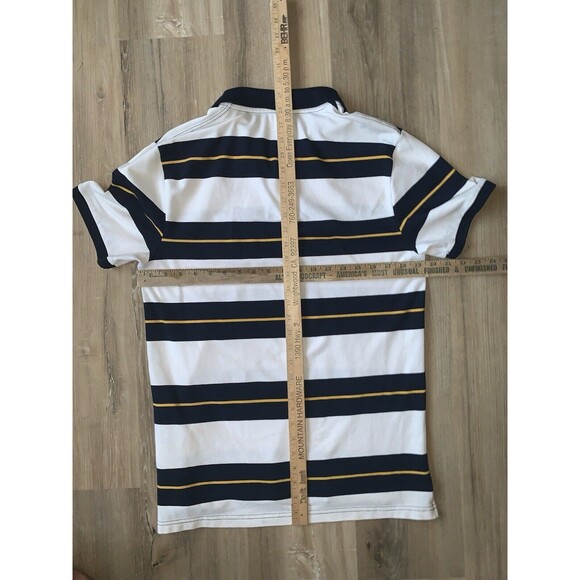 Old Navy The Classic Polo Navy Blue/White Striped Shirt Mens MED Short Sleeve - Picture 6 of 8